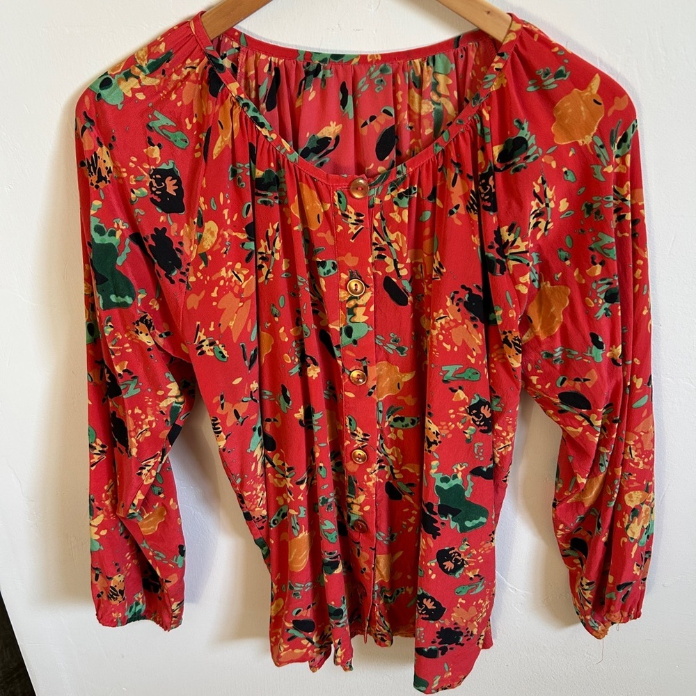 Bayla Jane Floral Silk Blouse for Anthropologie